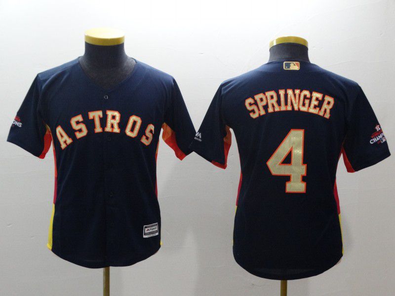 Youth Houston Astros #4 Springer Blue Champion Edition MLB Jerseys